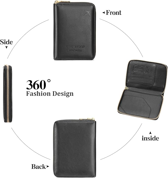 Travel Passport Wallet RFID Blocking Passport Holder-Women and Men with Zippered Ladies Passport Cover