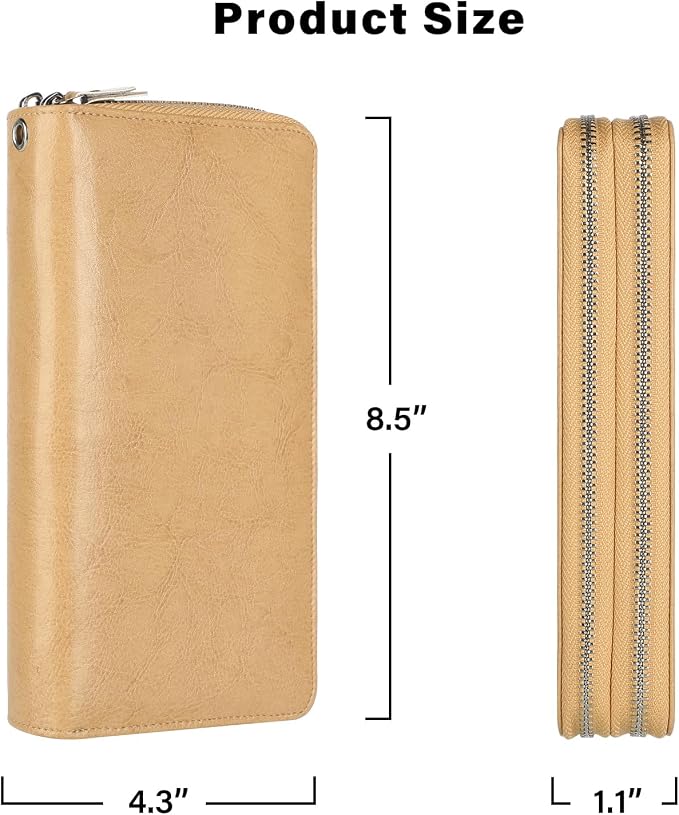 Lavemi Small Compact Women Wallet RFID Blocking Genuine Leather Bifold Purse with ID Windows