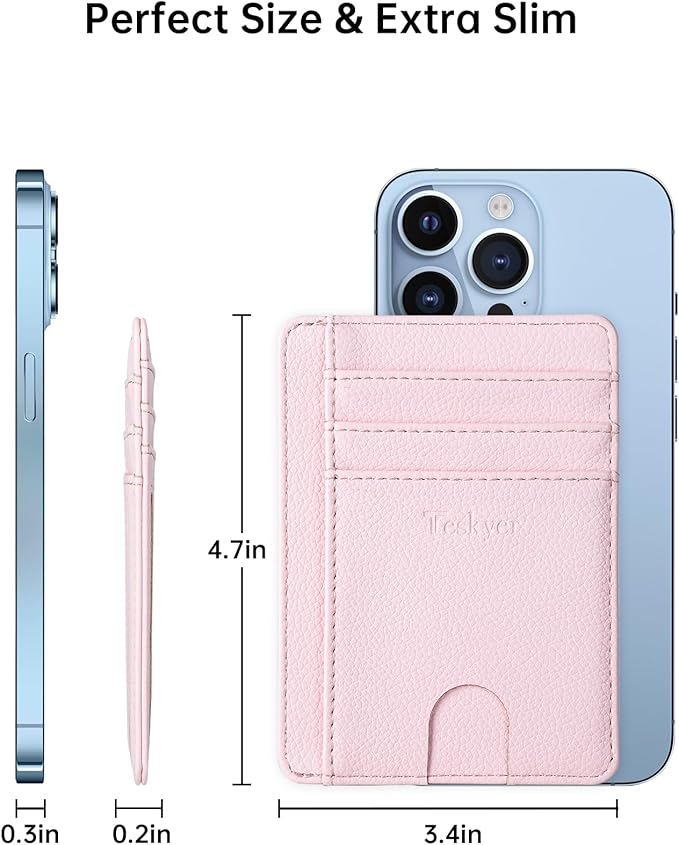 Teskyer Slim Wallet for Men, Minimalist Front Pocket RFID Blocking Leather Wallet Credit Card Holder for Men & Women