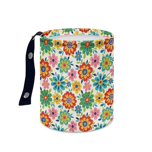 Colorful Dahlia Car Waste Basket Can Universal Compact Console Seat Rubbish Holder Mini Car Interior Organizer for Car Auto Garbage, Easy to Use