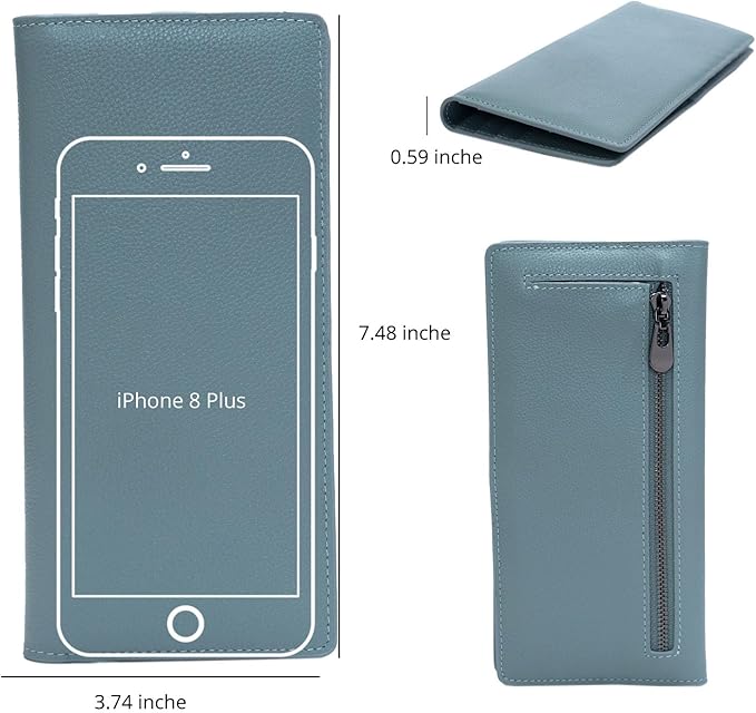 Bveyzi Ultra Slim Thin Leather RFID Blocking Credit Card Holder Bifold Clutch Wallets for Women
