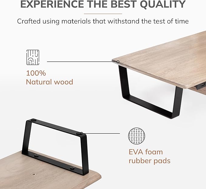 Anji Mountain Monitor Stand - Desktop Organizer & Laptop Riser, Ergonomic Monitor Riser, Space-Saving Monitor Stand for Desk, Durable Construction, Easy Assembly, Ideal for Home & Office,Biscotti