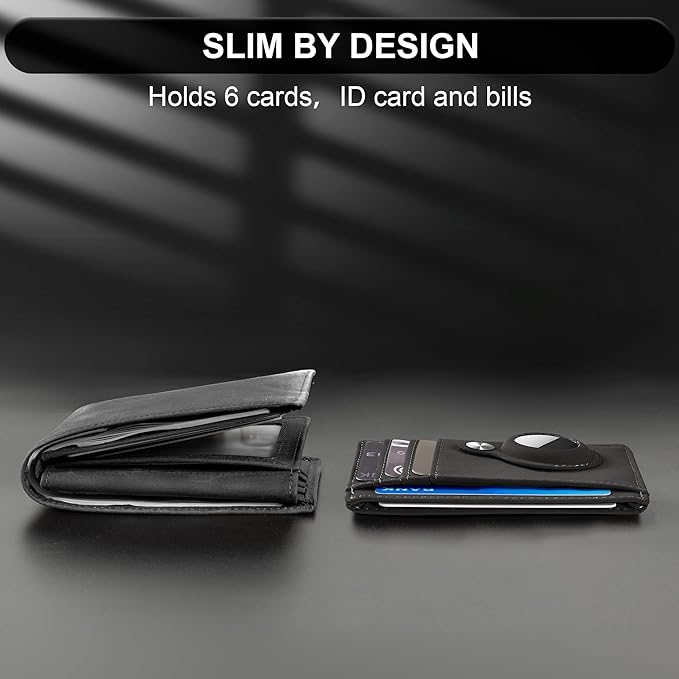 Hawanik Slim Minimalist Front Pocket Air Tag Wallet, RFID Blocking Card Holder Wallet with Airtag Holder