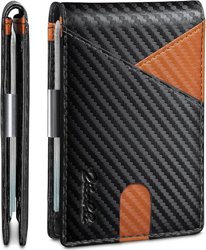 Zitahli Wallet for Men - with Money Clip Slim Leather Slots Credit Card Holder RFID Blocking Bifold Minimalist Wallets with Gift Box