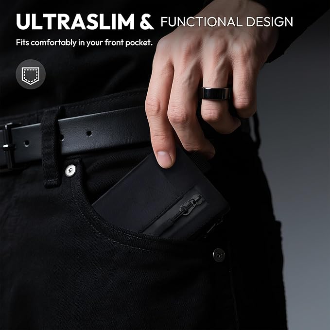 EDC Pouch RFID Blocking Tactical Zipper Wallet, Waterproof Wallet for Men (Holds 1–12 Cards)