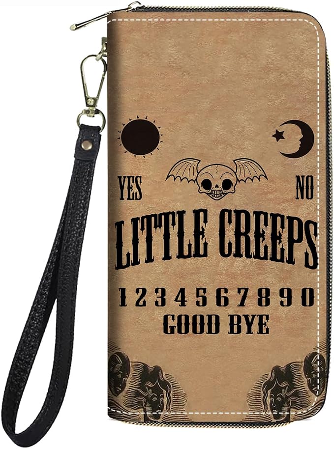 Women's Large Capacity Wallet PU Leather Zip Around Clutch Purse Multifunctional Wallet with Removable Wristlet Strap for Smart Phone/Coin/Card/Cash, Ouija Board