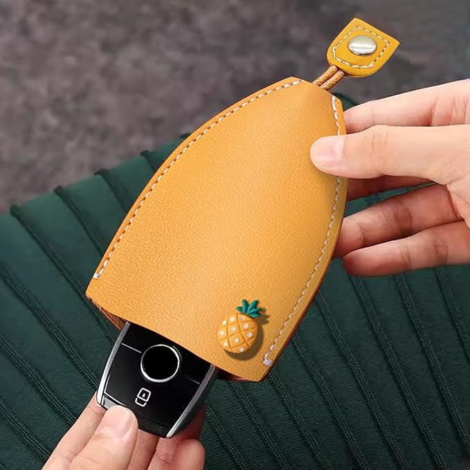 8Pcs Cute Key Fob Case, PU Leather Car Key Case Personalized Pull Out Key Bag Portable Key Pouch for Car Keys