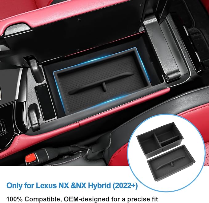 Double-Layer 2022-2026 NX 250/350/350h/450h+ Center Console Organizer for Lexus NX, Durable Silicone Console Tray Insert 2025 2026 NX250/350/350h/450h+ Accessories