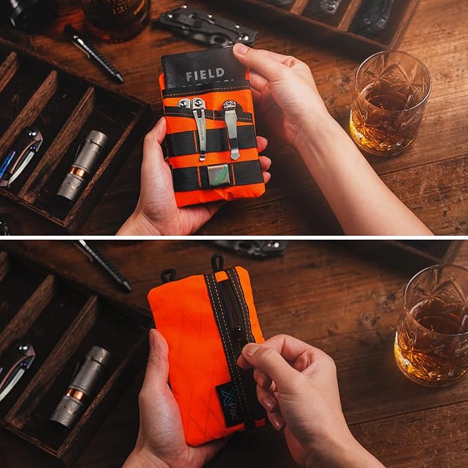 VIPERADE VE3 Tool Organizer, Nylon Tool Belt Loop Pouch with 4 Pockets for EDC, Flashlight, Pocket Knife, Tactical Pen, Notebook (X-PAC-Hot Orange)