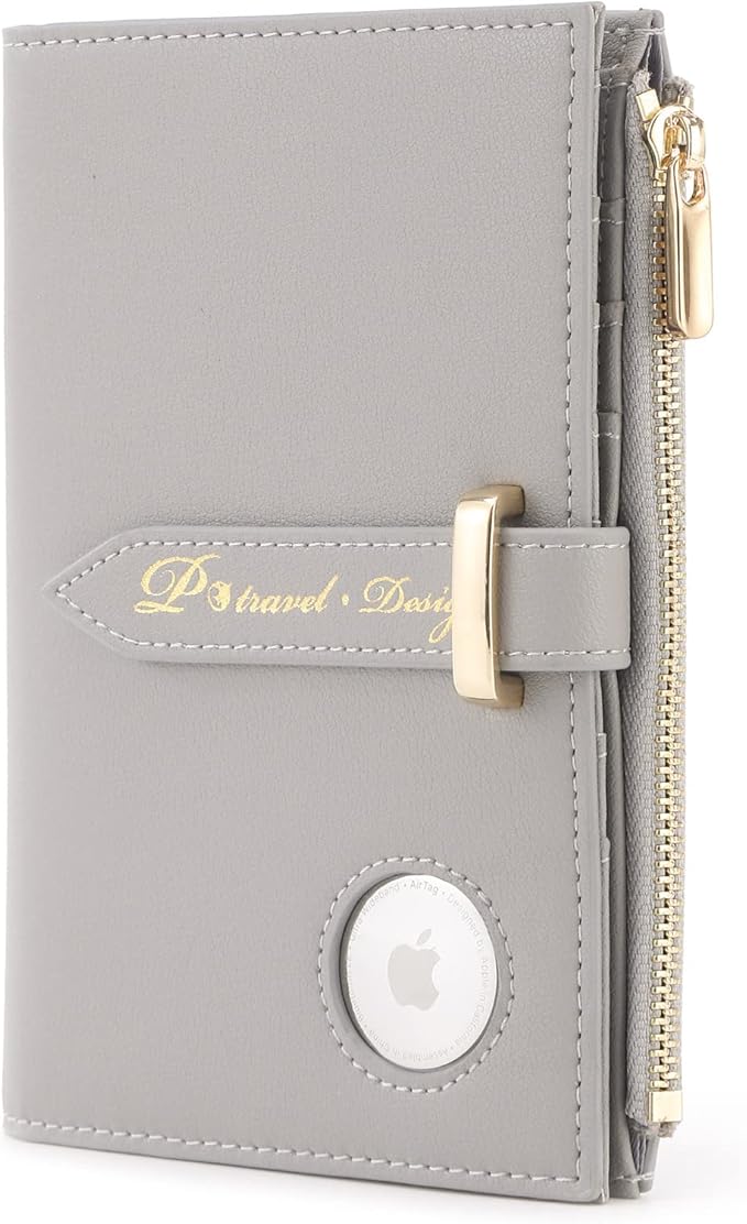 VanFn Airtag Passport Holder, RFID Travel Passport Wallet, Family Passport Holder, Ladies Bifold Air Tag Wallets, Slim Leather Credit Card Wallet For Women, Trip Document Organizer P.Travel Series