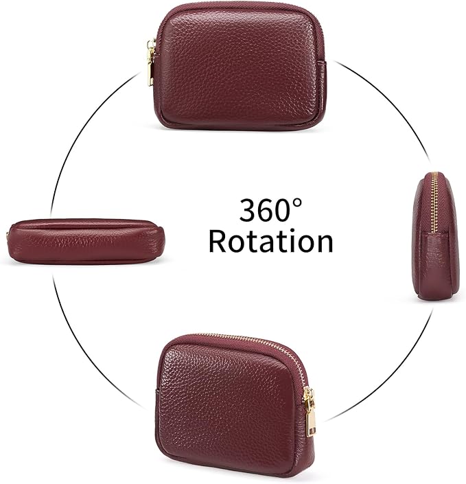 SENDEFN Mini Coin Purse Soft Leather Small Coin Pouch Purses Women Zipper Pocket with Key Ring