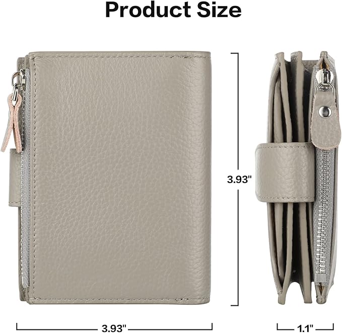 Lavemi Small Compact Women Wallet RFID Blocking Genuine Leather Bifold Purse with ID Windows
