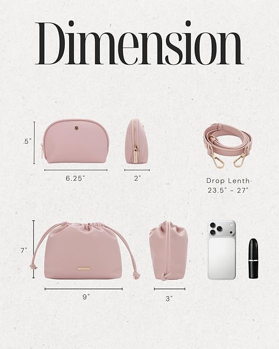 Mali+Lili Lola Beauty Bag Duo, Makeup Bag Travel Cosmetic Bag Set of 2, Vegan Leather Purse Crossbody Bags for Women and Girls, Cute Makeup Pouch, Travel Pouch, Crossbody Purses for Women | Duo