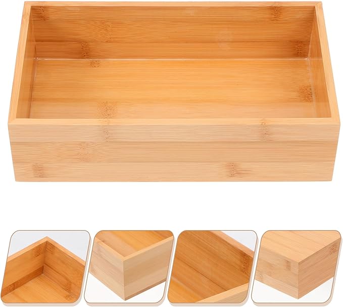 Uonlytech Storage Box for Desktop Sundries, Natural Wood Organizer Container, Home Décor Accent for Office and Living Room Storage