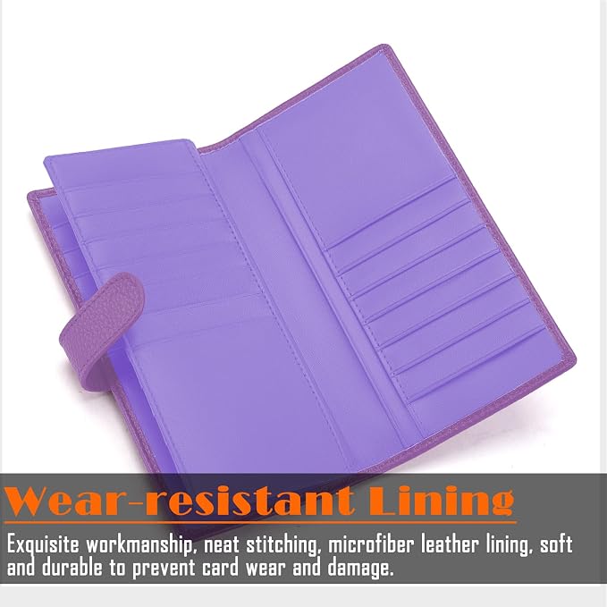Womens Wallet Genuine Leather Credit Card Holder Wallet for Women with RFID Blocking (Purple)