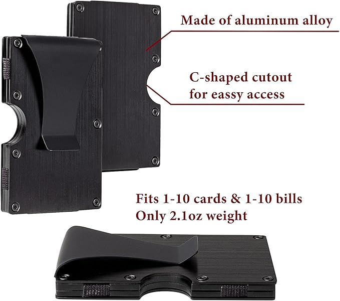 Carbon Fiber Wallet for Men - Minimalist RFID Engraved Wallet with Money Clip - Hunting Themed Gift for Him - Black