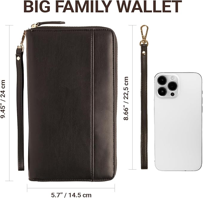 Travel Document Organizer - RFID Passport Wallet Case Family Holder Id Wristlet
