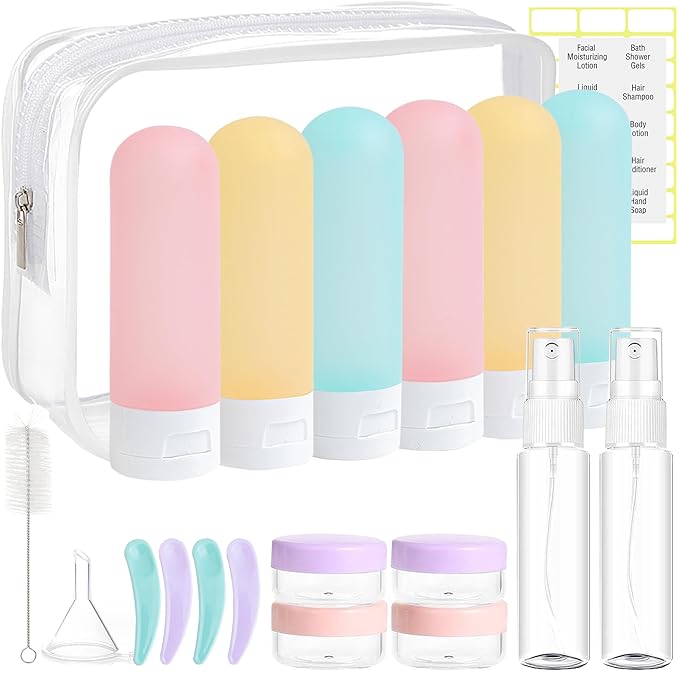 DEWSENSI 20 Pack Travel Bottles Set for Toiletries TSA Approved, Leak Proof Travel Size Containers Kit Portable Refillable Travel Accessories for Shampoo Conditioner Lotion Liquids