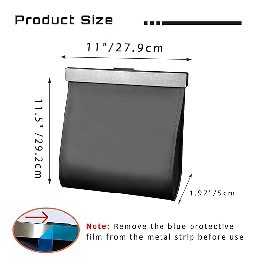 COZILO Leather Car Trash Can with Smart LED Light & Magnetic Closure,Leak-Proof, Odor-Lock Car Trash Bin for Any Cars, Sedans, SUVs, Trucks, Black