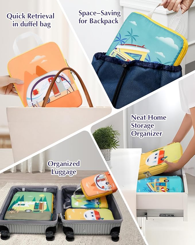 Gonex Compression Packing Cubes, 10pcs Expandable Storage Travel Luggage Bags Organizers with Hanging Toiletry Bag Laundry Bag Shoe Bag Accessories Bag, Travel Cubes for Suitcase Carry On (RV)