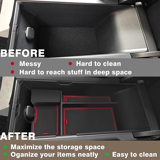 Muslogy Center Console Organizer Compatible with 2025 2026 Toyota Camry LE SE XLE XSE Accessories Middle Storage Box with Removable Coin Holder Insert Tray Interior Secondary Accessories (Red)