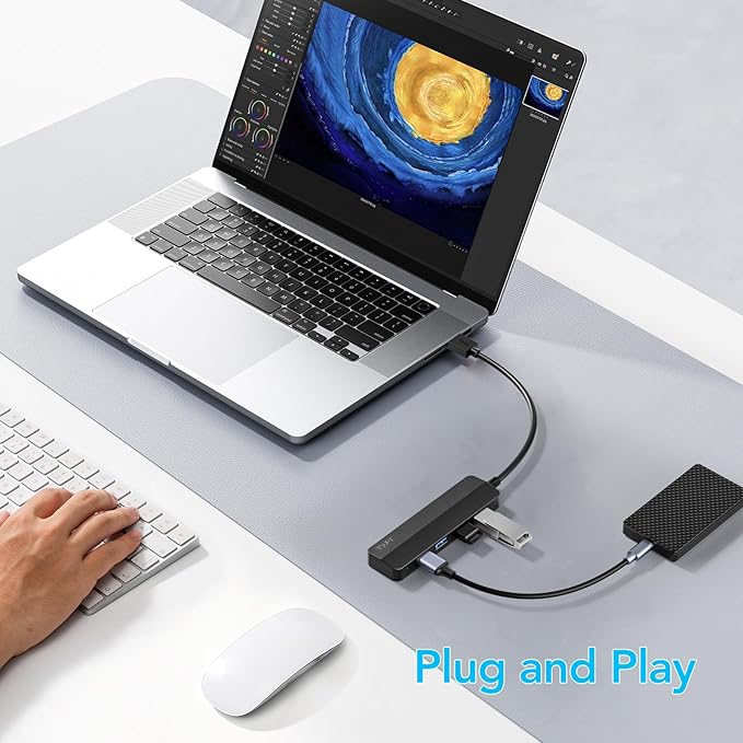 USB 3.0 Hub, TSUPY 4 USB Port Hub USB 3.0 Splitter Ultra Slim Multiport Extender for Laptop, Desktop, Computer PC, Flash Drive, HDD, Camera,Keyborad, Mouse