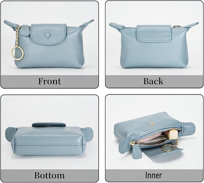 SENDEFN Small Leather Women Coin Purse, Women's Keychain Zipper Pocket Pouch Wallet