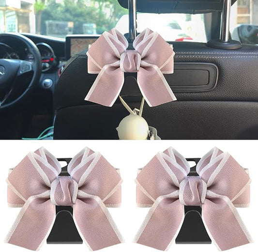 2 Pack Car Seat Headrest Hook, Auto Seat Hook Hangers Storage Organizer Interior Accessories for Handbag Clothes Coats Grocery Bags (Pinkish-white)