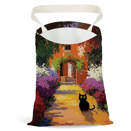 Black Cat Car Trash Bag, Car Trash Bag Hanging, Waterproof Cars Back Seat Hanging Organizer and Storage Trash Bags for Vehicle Travelling Camping Garden Cat Decor