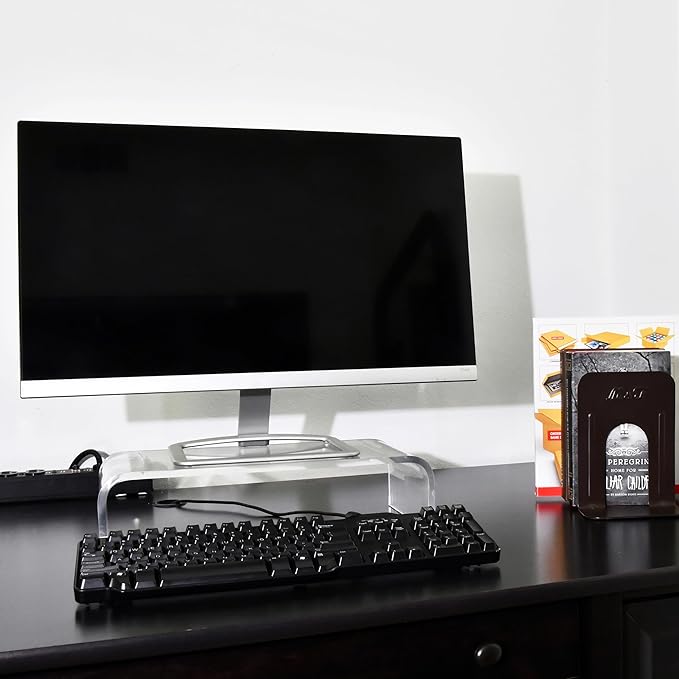 Mnixy AMT Premium Acrylic Clear Monitor Riser Laptop/PC/Multimedia Monitor Stand for Home Office (Small- 2 Pack)