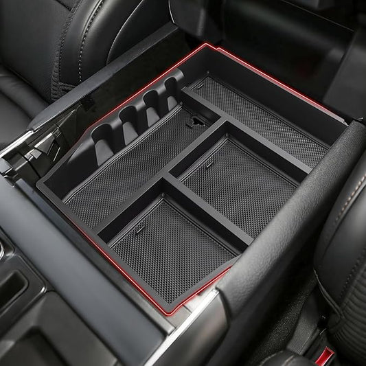 Autorder Center Console Organizer for Ford F-150 F150 2021-2026 Accessories Armrest Storage Box Secondary Insert Tray with 2 Color Mats