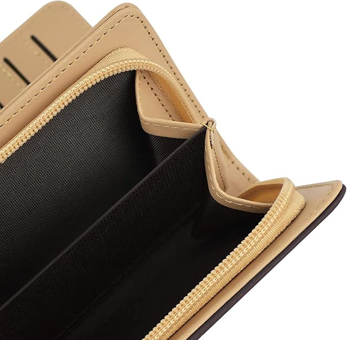 PGXT Women's Wallet Women Credit Card Holder Hollow Leaf Pattern Bifold Leather Lady Long Wallet Purse Zip Birthday Xmas Gifts for Women Girls(Black)