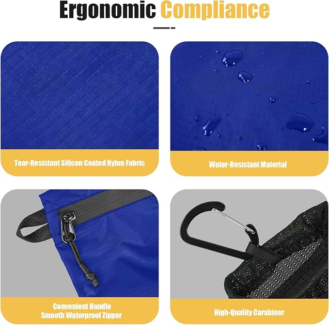 Vavabox Extremely Light Toiletry Bag for Women, Water-Resistant Zipper Pouch, Nylon Makeup Bag Travel essentials for Men Camping Gym (Dark Blue)