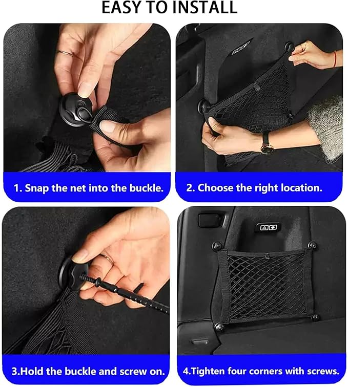 ZMD 2PCS Small Cargo Nets, Pocket Storage Rv Mesh Net Universal Elastic Automotive Cargo Netting Storage Pouch with 8Pcs Mounting Screws&Hooks for Car Truck SUV Boats (18x9.8 Inch)