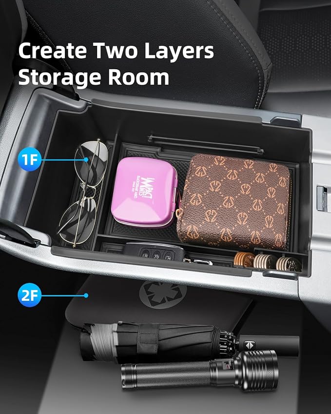 Center Console Organizer for 2024 2025 Subaru Crosstrek & Impreza, ABS Armrest Storage Box with Car Tissue Holder, Middle Console Tray Organize, Armrest Insert Container Pallet, Black