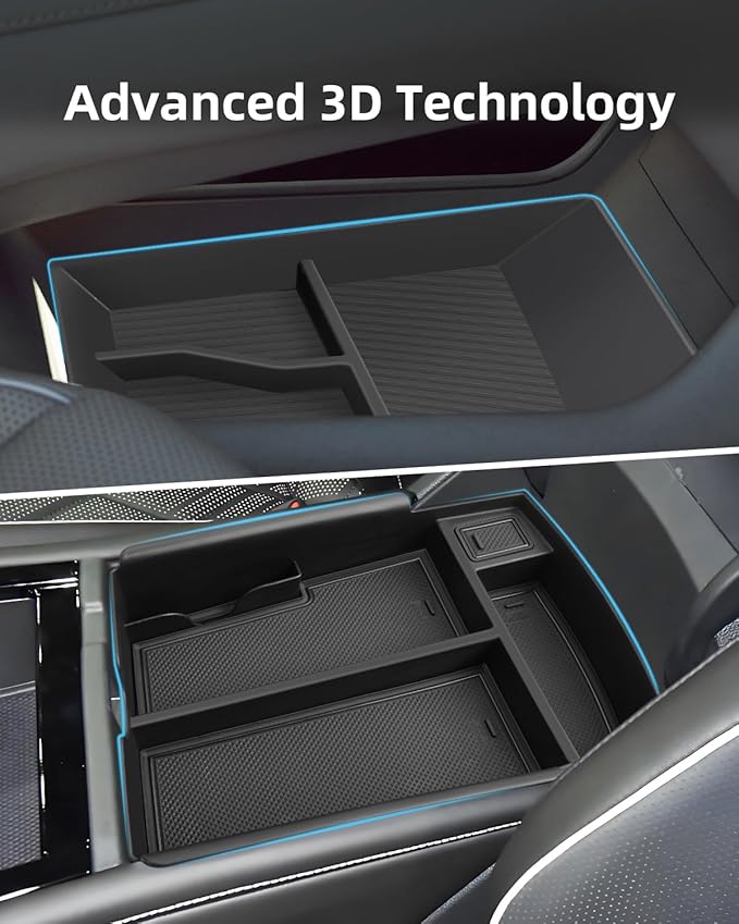 2PCS Atlas Center Console Organizer for 2025 2024 VW Atlas/Atlas Cross Sport, ABS Armrest Storage Box, Middle Console Tray Organize, Armrest Insert Container Pallet