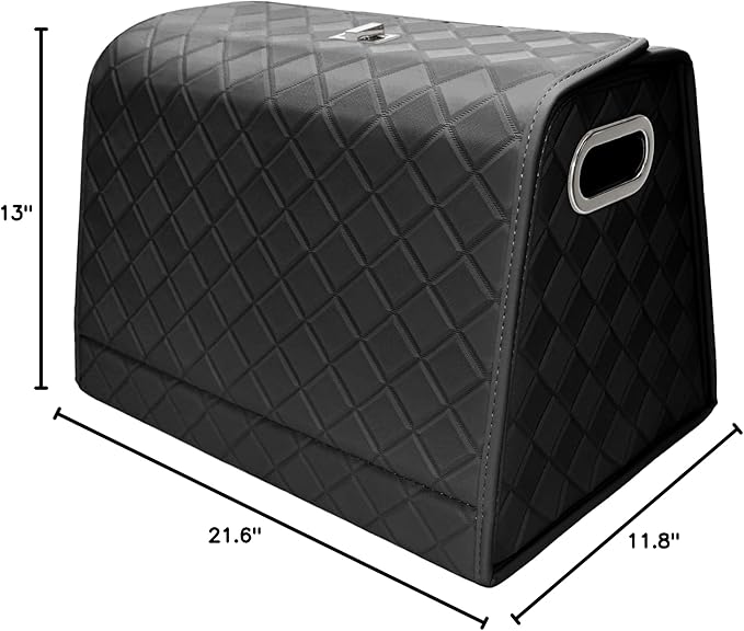 Foldable Car Trunk Organizer – Waterproof 2-Section Expandable Storage with Quick-Fold Tech, Fits SUV/Sedan for Groceries/Travel (Black, Large)