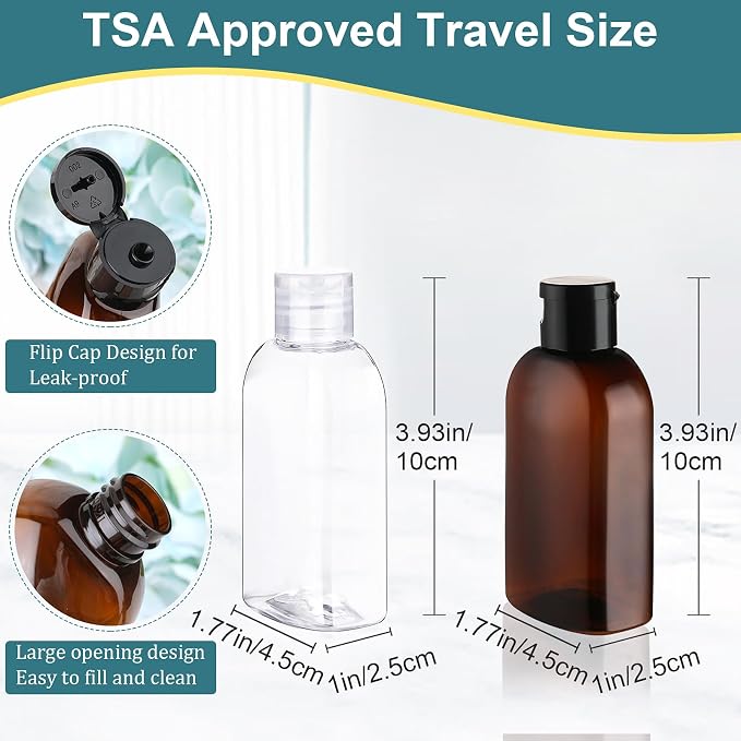 Cosywell Travel Bottles for Toiletries 8pcs 3.4oz Travel Shampoo and Conditioner Bottles TSA Approved Travel Size Containers Leak Proof Small Plastic Squeeze Bottles with Flip Cap