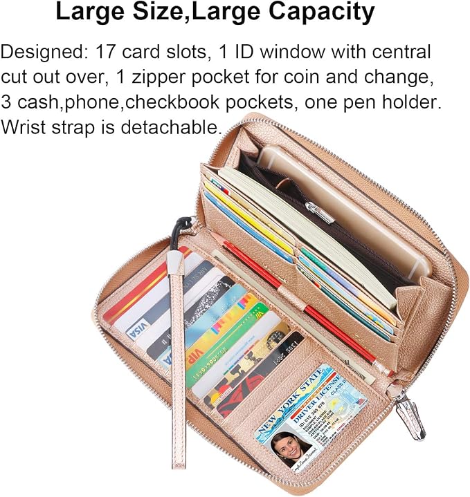 Lavemi Small Compact Women Wallet RFID Blocking Genuine Leather Bifold Purse with ID Windows