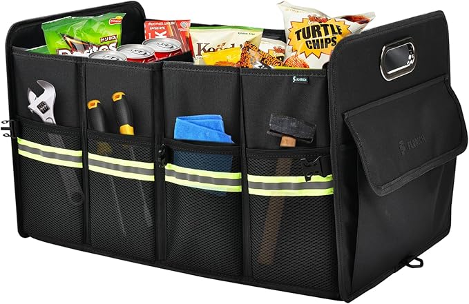 FLORICH Trunk Organizer for Suv, Premium Waterproof Car Organizers and Storage, Collapsible Multi-Compartment Truck Organizer Back Seat Storage for Car