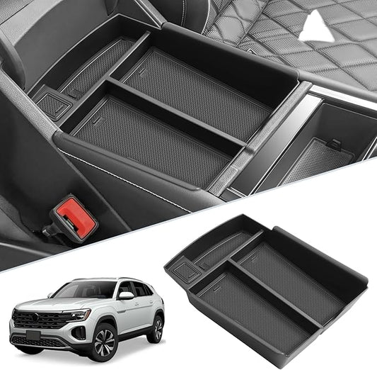 SKTU 2024 2025 2026 Atlas Center Console Organizer for 2024 2025 2026 Volkswagen Atlas Center Console Tray 2024-2026 V W Atlas Insert ABS Armrest Box Secondary Storage 2024 2025 2026 Atlas Accessories