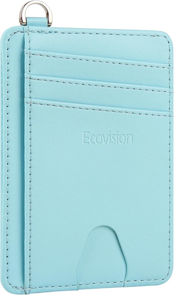 EcoVision Slim Minimalist Front Pocket Wallet, RFID Blocking Credit Card Holder Wallet with Detachable D-Shackle for Men Women