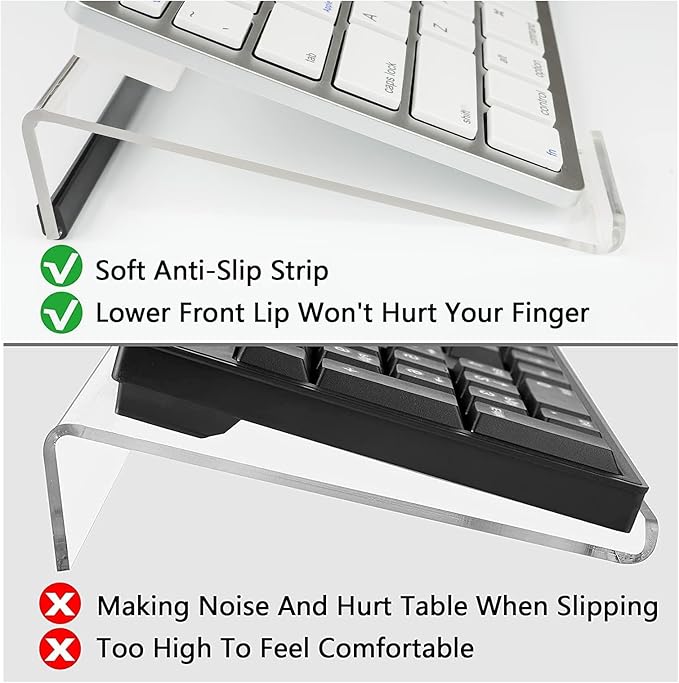 Small Computer Keyboard Stand, 11.8 x 5.1 Inch- Keyboard Tray for 78 Keys Keyboard, Acrylic Keyboard Riser Lift for Desk, keyboard Holder for Mini Computer Keyboard & Apple Magic Keyboard -Clear