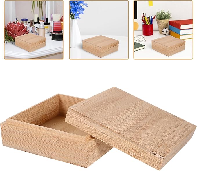 Wooden Desktop Organizer Box with Lid Elegant Minimalist Storage for Home Office Stationery and Items Neat Wooden Storage Bin for Desk and Countertop