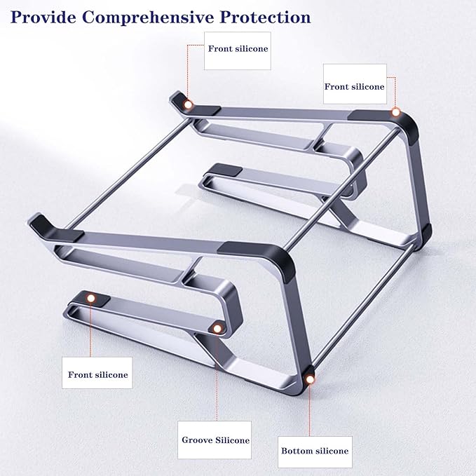 Aluminum Laptop Stand for Desk,Ergonomic Computer Riser,Detachable Portable Laptop Holder,Compatible for MacBook,Tablet and Laptops in 10"-15.6"(Silver)