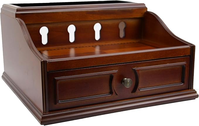 Pecan Brown Wooden Multi-Device Charging Station and Valet