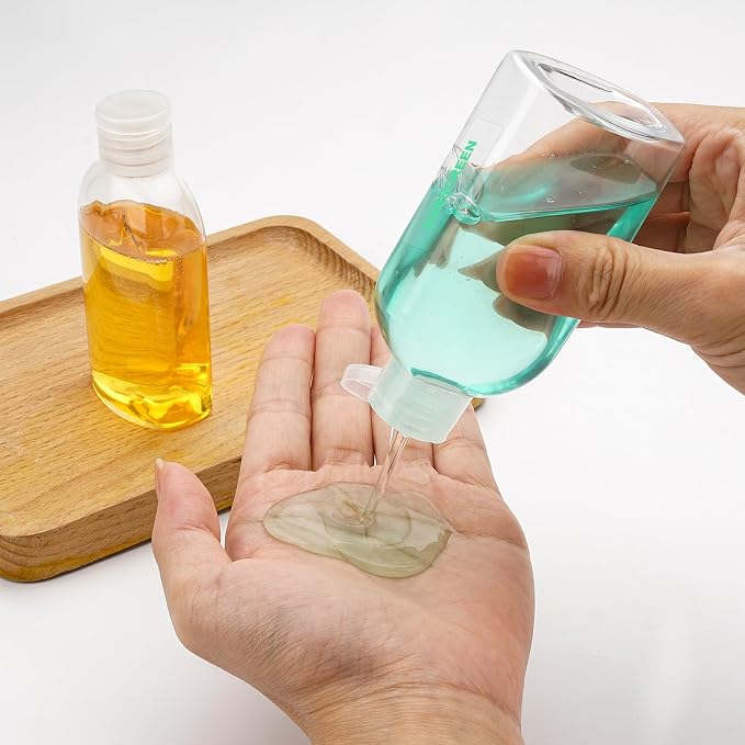 Cosywell Travel Shampoo Bottles 6pcs 3.4oz TSA Approved Travel Bottles for Toiletries Leak Proof Refillable Lotion Containers with Flip Cap Small Plastic Squeeze Bottle(Clear)