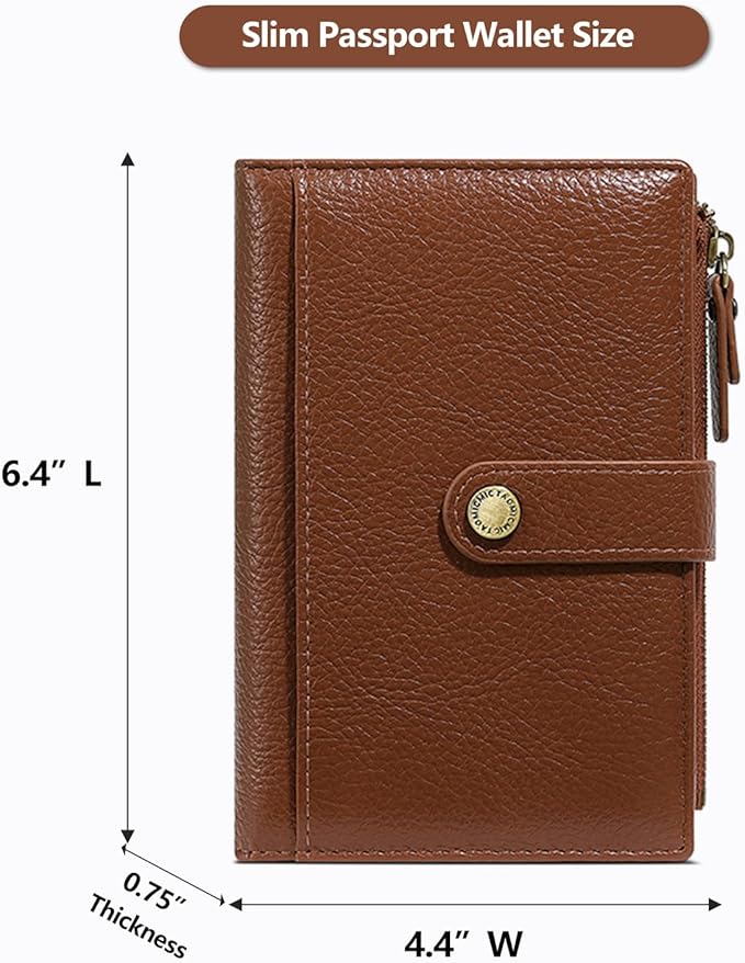 Slim RFID Blocking Passport Holder Wallet,PU Leather Travel Card Organizer,Lightweight Passport Case for Women Men (Brown)