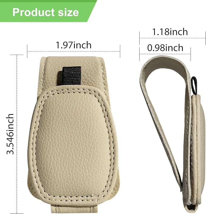 2 Pack Magnetic Leather Sunglasses Holder For Car，Car Visor Accessories And Ticket Card Clip，Fit Different Size Eyeglasses (Beige)