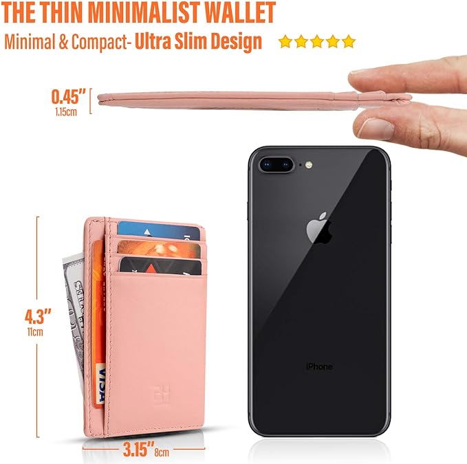 GH GOLD HORSE Slim RFID Blocking Card Holder Minimalist Leather Front Pocket Wallet for Women | Slim
